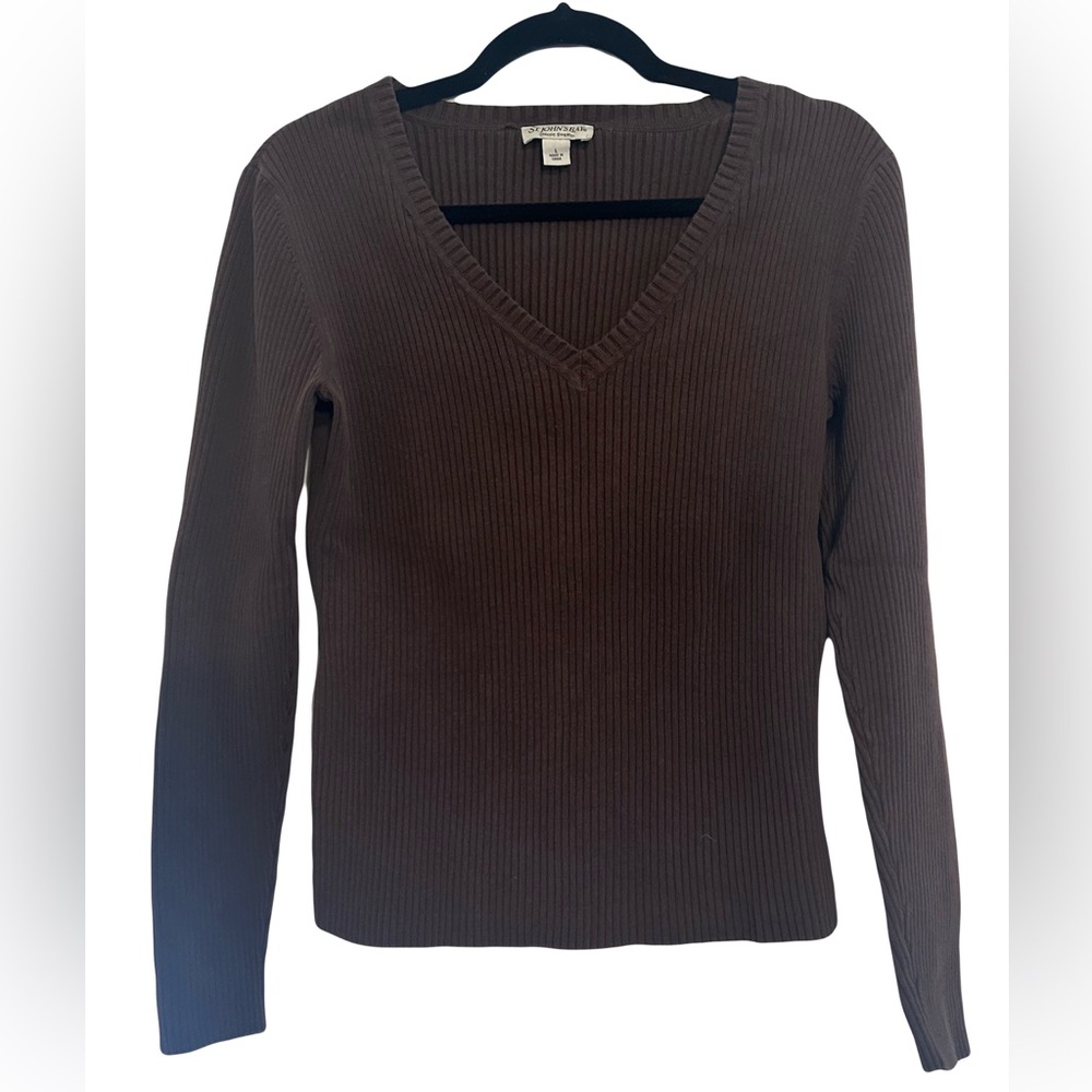 St Johns Bay Brown V-Neck Sweater